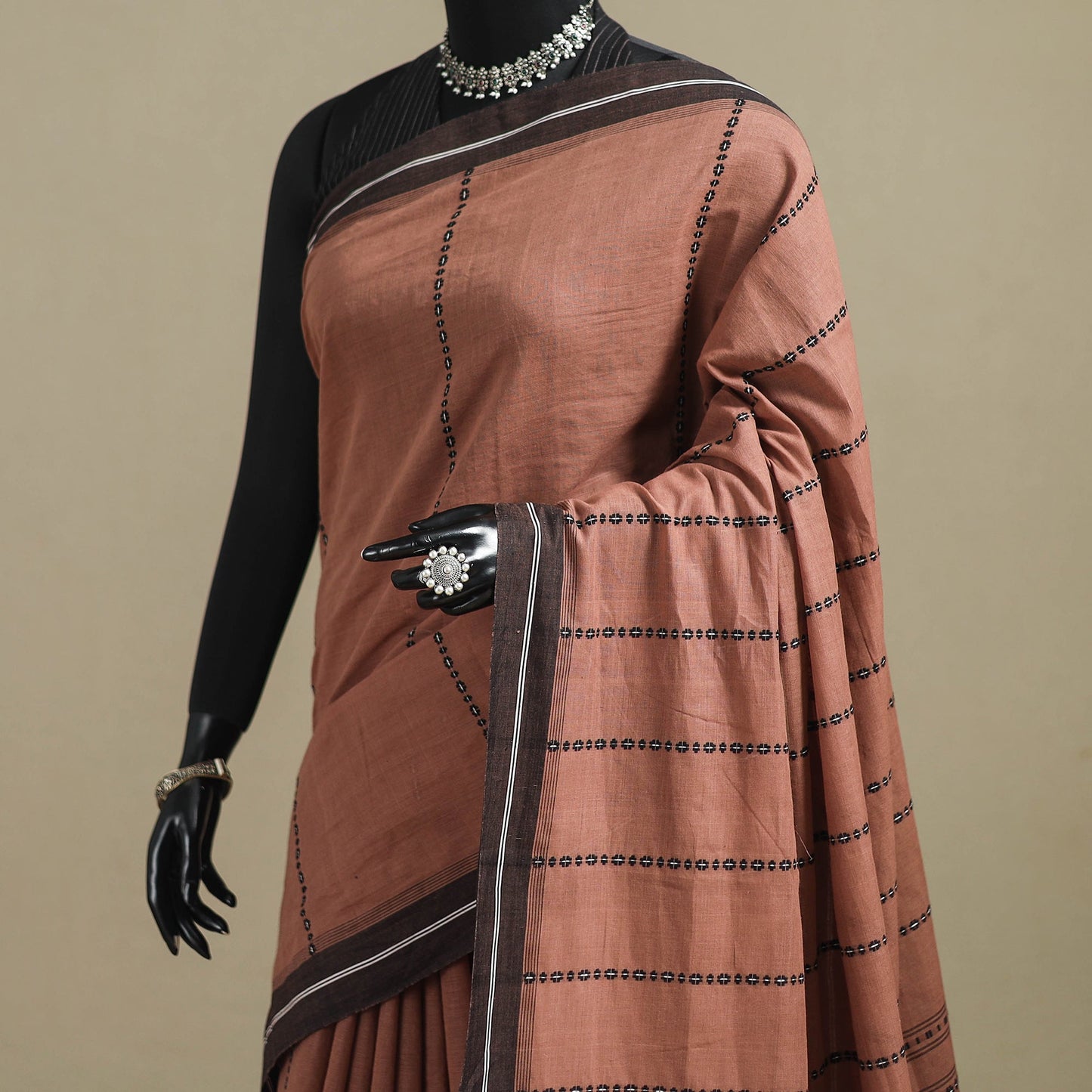 Brown - bengal handwoven cotton begumpuri saree 19