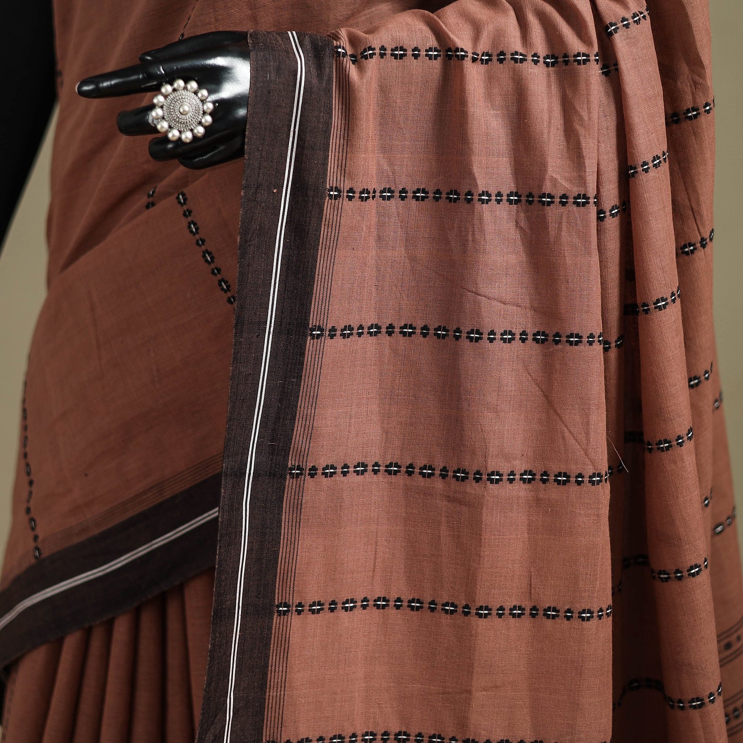 Brown - bengal handwoven cotton begumpuri saree 19