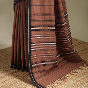 Brown - bengal handwoven cotton begumpuri saree 19
