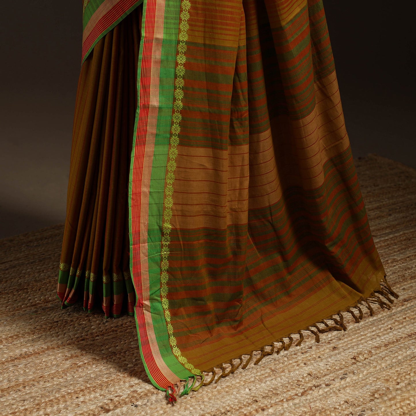 Brown - bengal handwoven cotton begumpuri saree 42