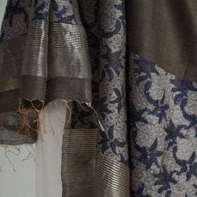 Brown - bengal jamdani handloom katan silk dupatta
