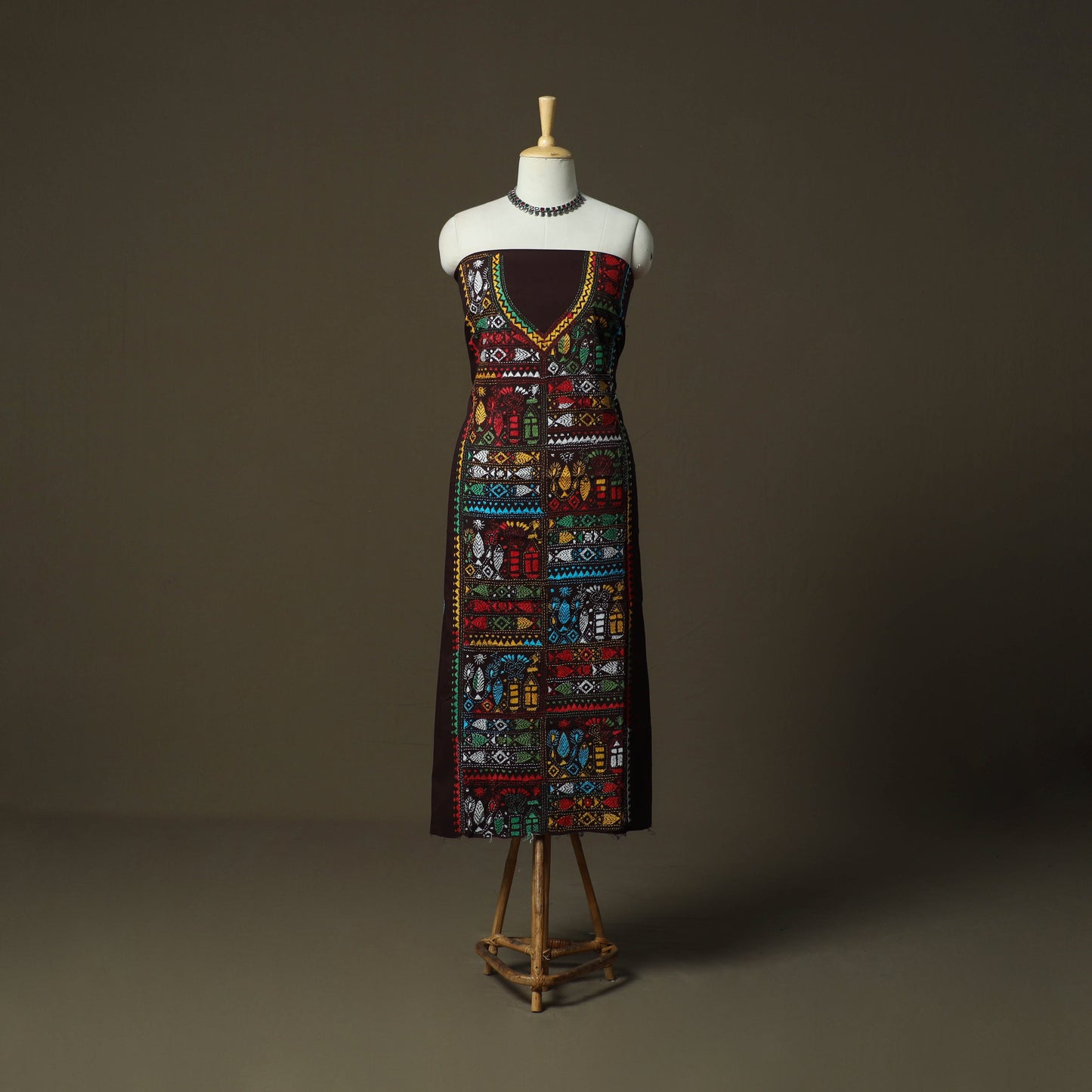 Bengal kantha hand embroidered cotton unstitched kurta
