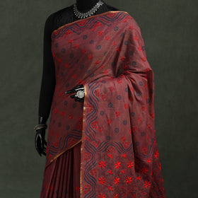 Bengal kantha hand embroidery silk cotton chapa work saree