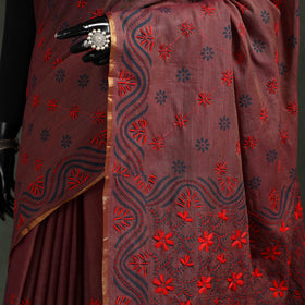 Bengal kantha hand embroidery silk cotton chapa work saree