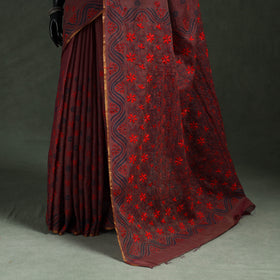 Bengal kantha hand embroidery silk cotton chapa work saree