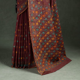 Bengal kantha hand embroidery silk cotton chapa work saree