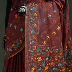 Bengal kantha hand embroidery silk cotton chapa work saree