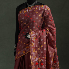 Bengal kantha hand embroidery silk cotton chapa work saree
