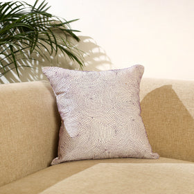 Buy Brown Bengal Kantha Work Reversible Silk Cushion Cover