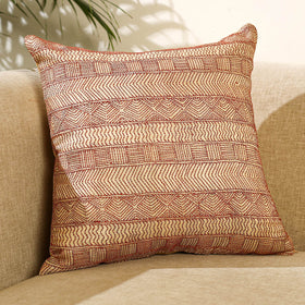 Buy Brown Bengal Kantha Work Reversible Silk Cushion Cover