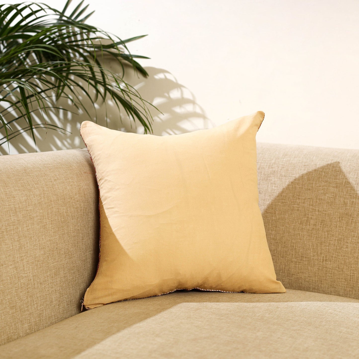 Buy Brown Bengal Kantha Work Reversible Silk Cushion Cover