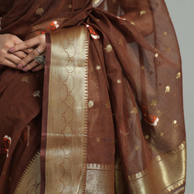 Brown - bengal pure cotton zari tant handloom saree 67