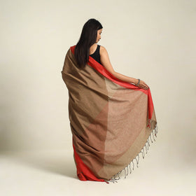 Brown - bengal woven border handloom cotton saree 06