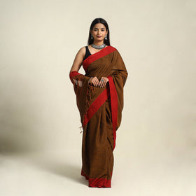 Buy Brown Bengal Woven Border Handloom Cotton Saree