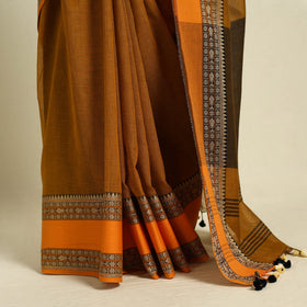 Buy Brown Bengal Woven Border Handloom Cotton Saree 