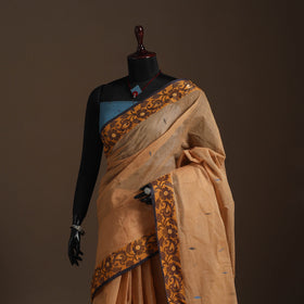 Brown Bengali Tant Saree with Matching Jewellery & Blouse