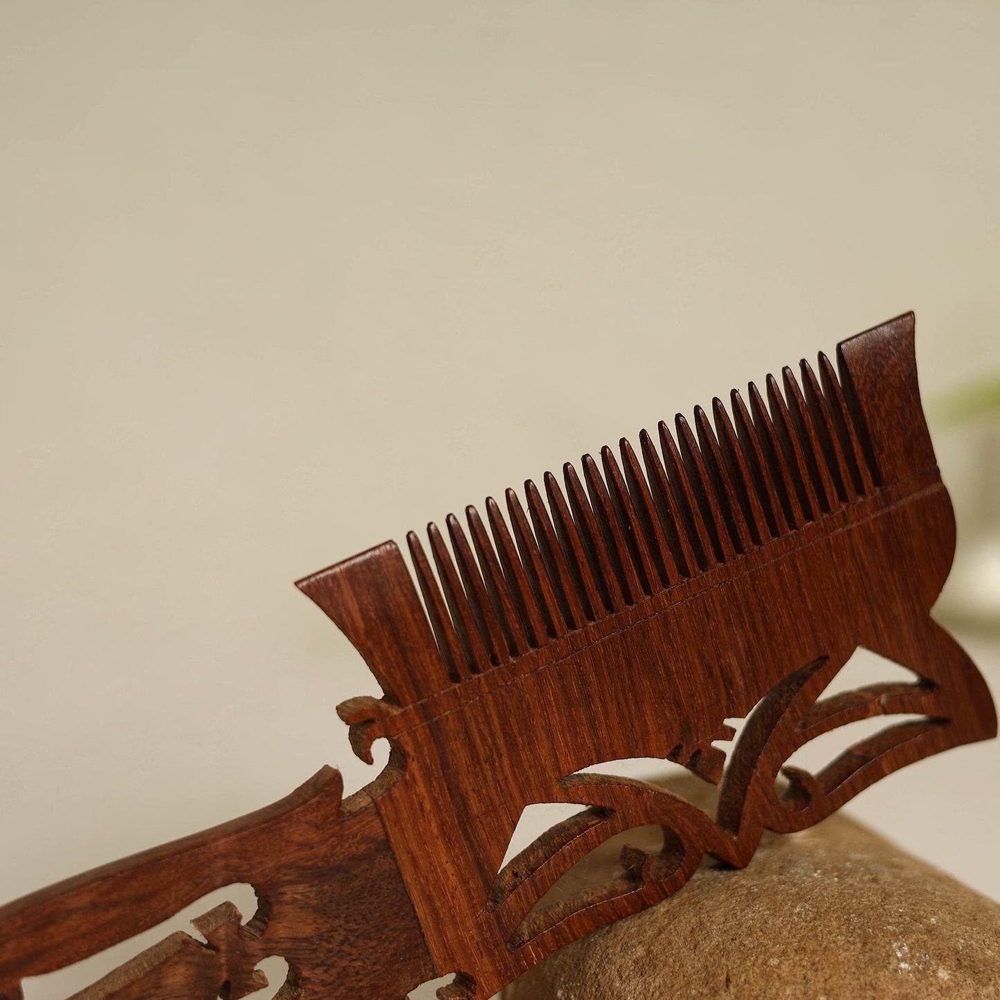 Brown Bijnor Hand Carved Sheesham Wooden Comb (Large)