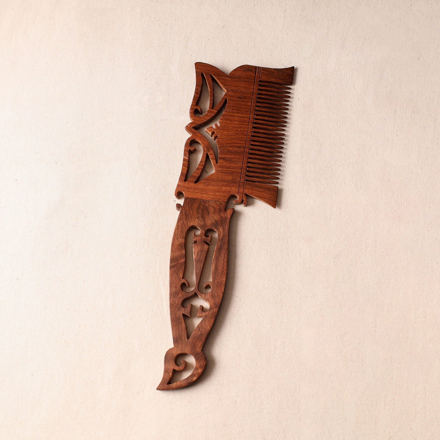 Brown Bijnor Hand Carved Sheesham Wooden Comb (Large)