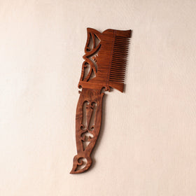 Brown Bijnor Hand Carved Sheesham Wooden Comb (Large)