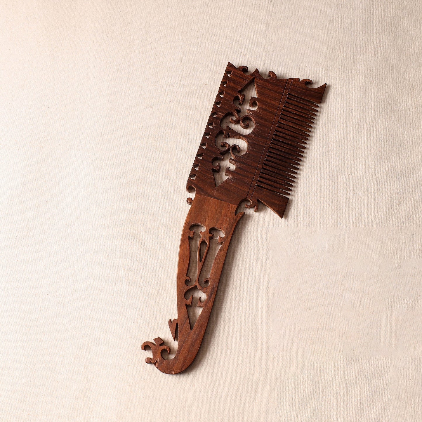 Brown Bijnor Hand Carved Sheesham Wooden Comb (Large)