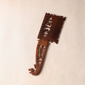 Brown Bijnor Hand Carved Sheesham Wooden Comb (Large)