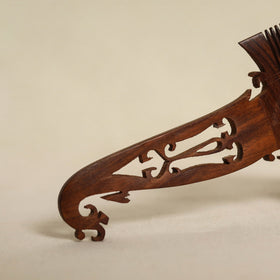 Brown Bijnor Hand Carved Sheesham Wooden Comb (Large)