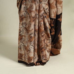 Buy Brown Bindaas Art Natural Dyed Cotton Block Print Saree