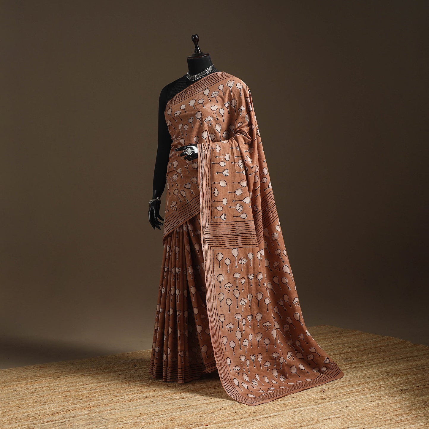 Brown - bindaas art natural dyed cotton saree 02