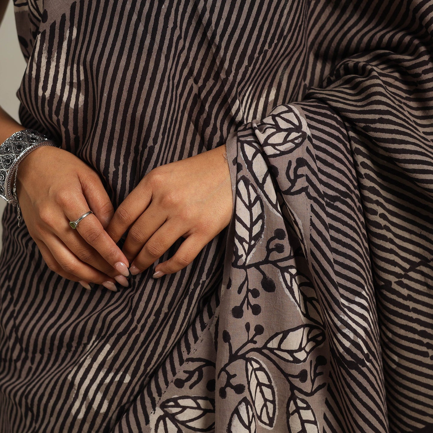 Brown - bindaas art natural dyed cotton saree 02