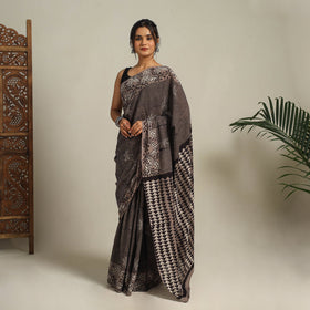 Brown - bindaas art natural dyed cotton saree 02