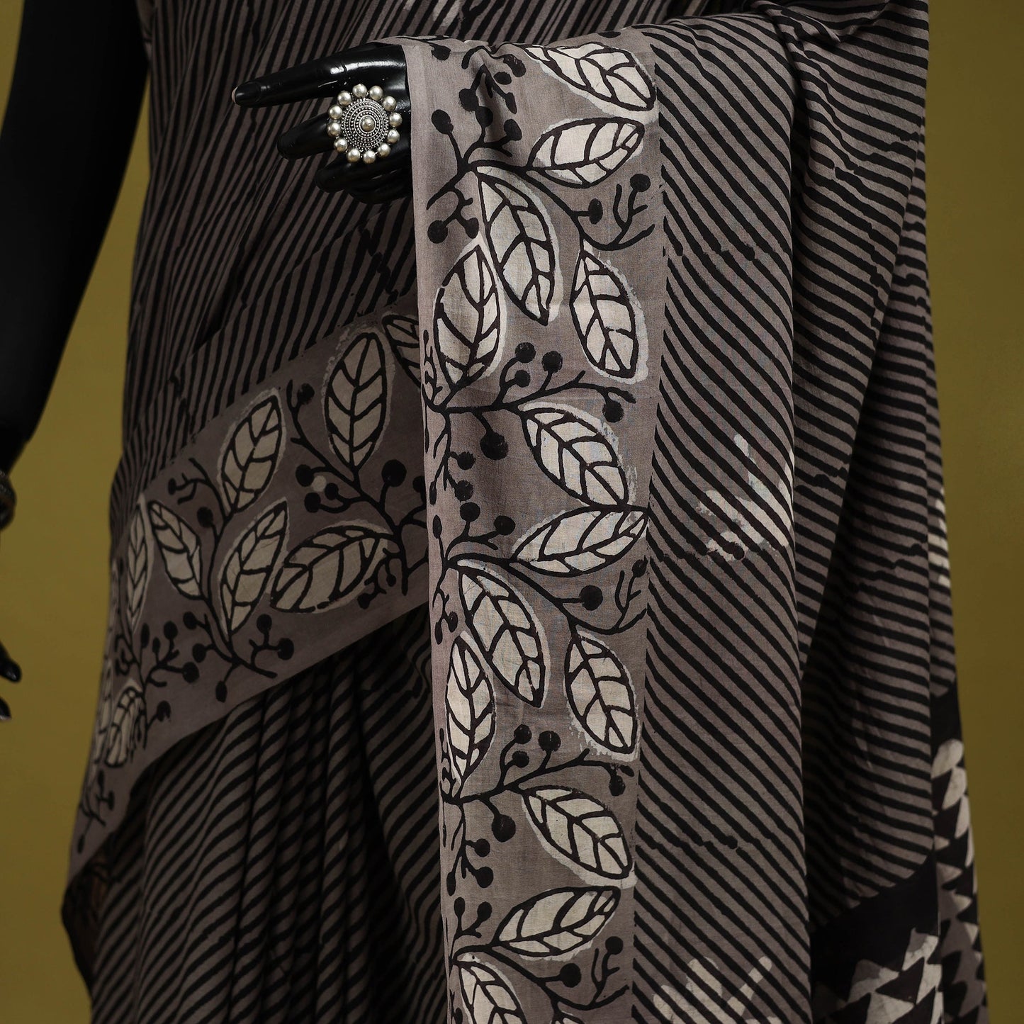 Brown - bindaas art natural dyed cotton saree 02