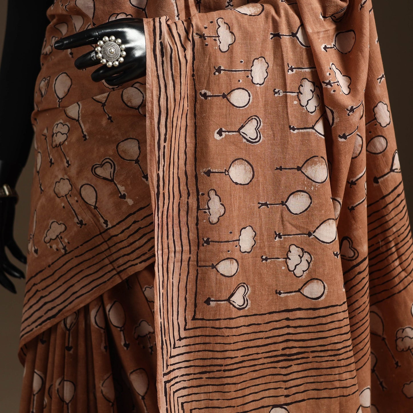 Brown - bindaas art natural dyed cotton saree 02