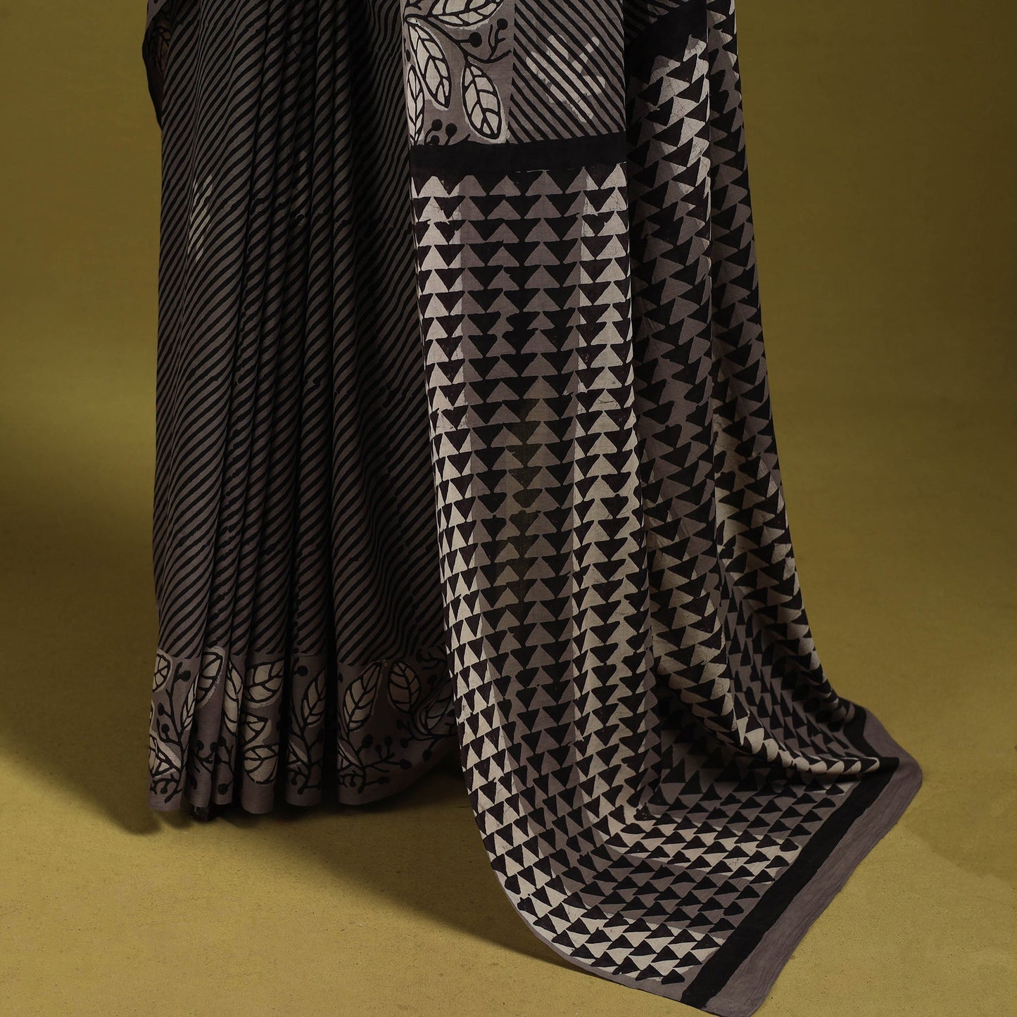 Brown - bindaas art natural dyed cotton saree 02