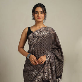 Brown - bindaas art natural dyed cotton saree 02