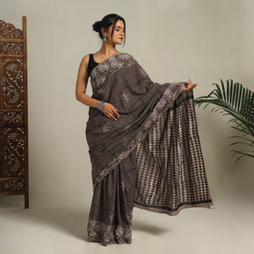 Brown - bindaas art natural dyed cotton saree 02