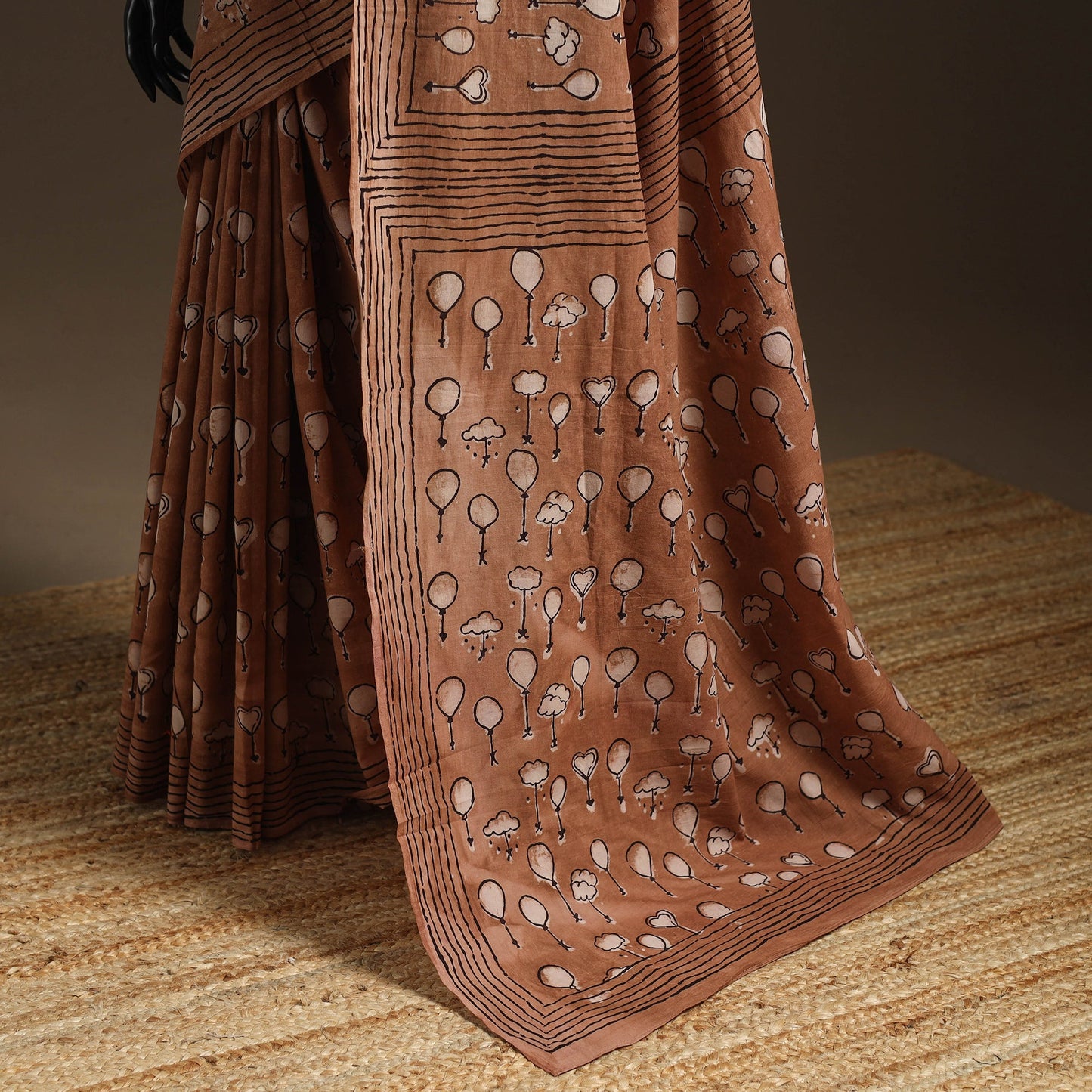 Brown - bindaas art natural dyed cotton saree 02