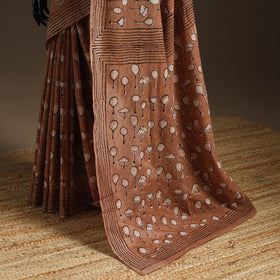 Brown - bindaas art natural dyed cotton saree 02