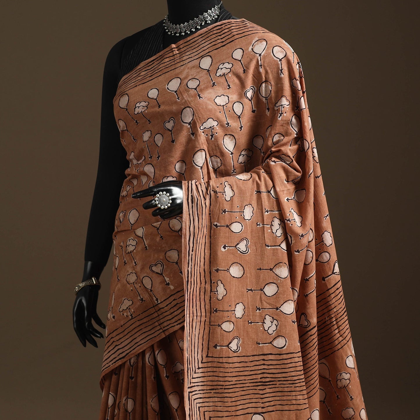 Brown - bindaas art natural dyed cotton saree 02