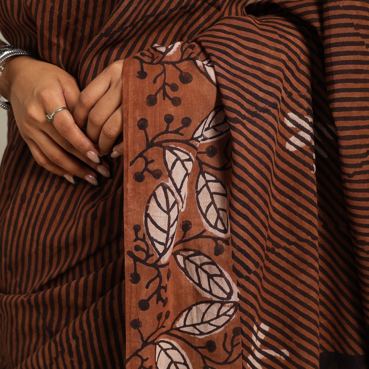 Brown - bindaas art natural dyed cotton saree 03