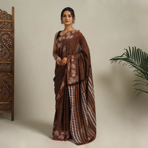 Brown - bindaas art natural dyed cotton saree 03