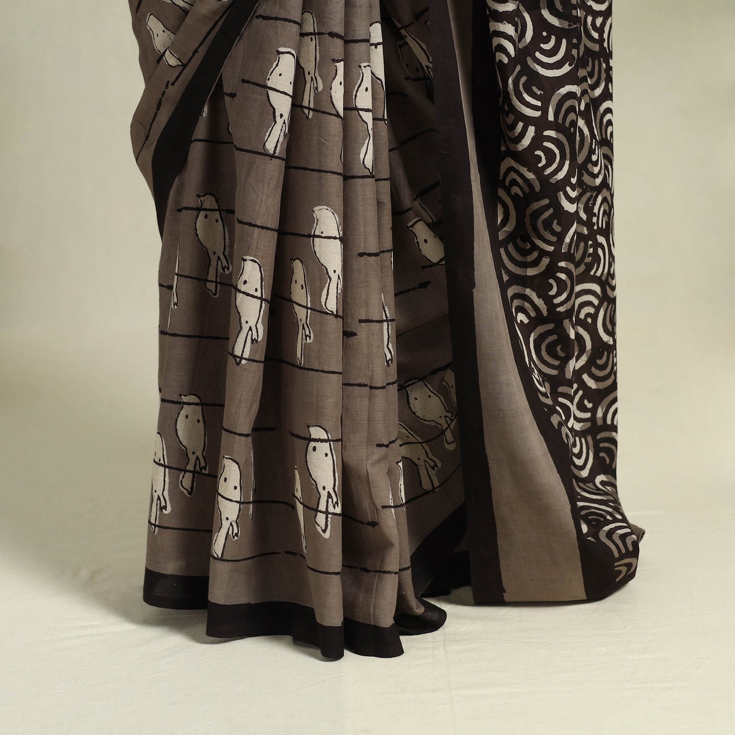 Buy Brown Bindaas Art Natural Dyed Cotton Block Print Saree