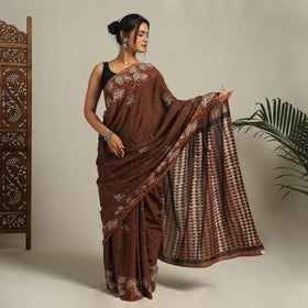 Brown - bindaas art natural dyed cotton saree 03