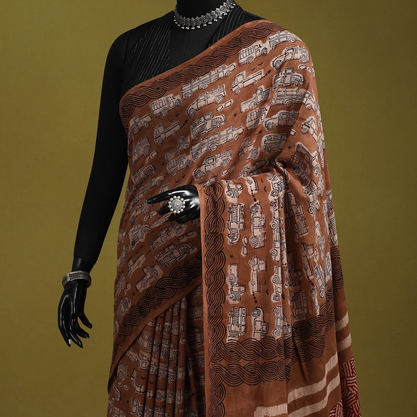 Brown - bindaas art natural dyed cotton saree 06