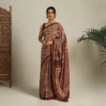  Brown Bindaas Art Natural Dyed Cotton Block Print Saree