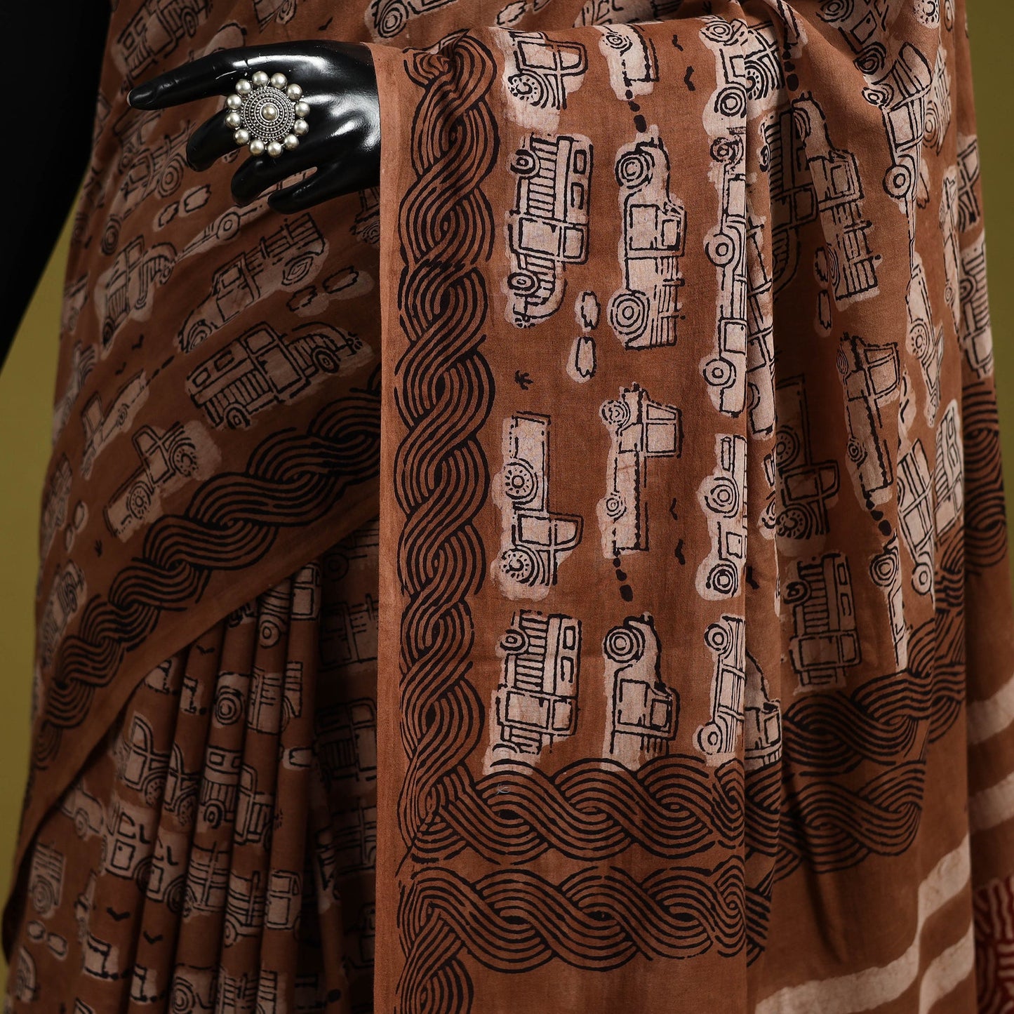 Brown - bindaas art natural dyed cotton saree 06