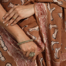 Buy Brown Bindaas Art Natural Dyed Cotton Block Print Saree