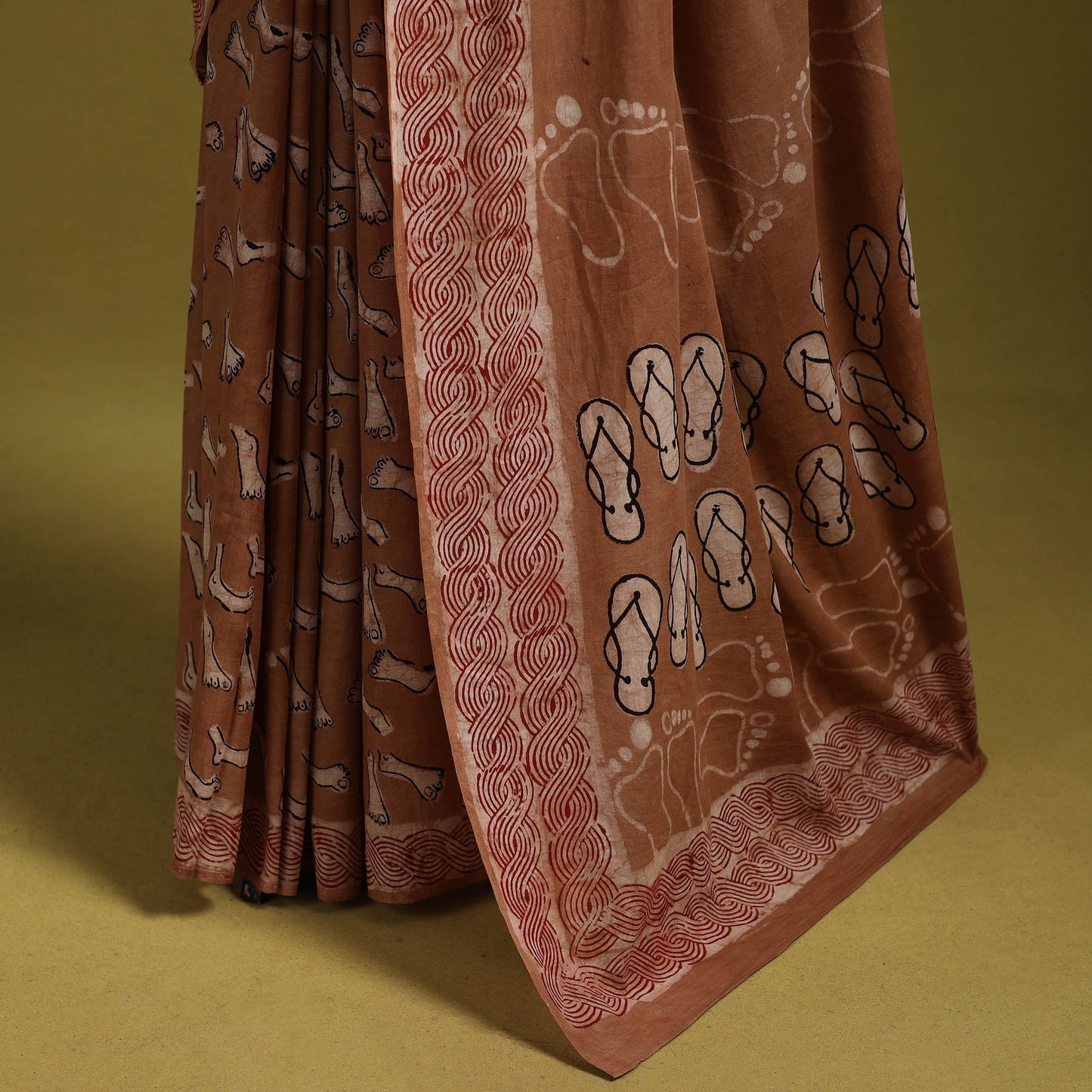 Brown - bindaas art natural dyed cotton saree 07