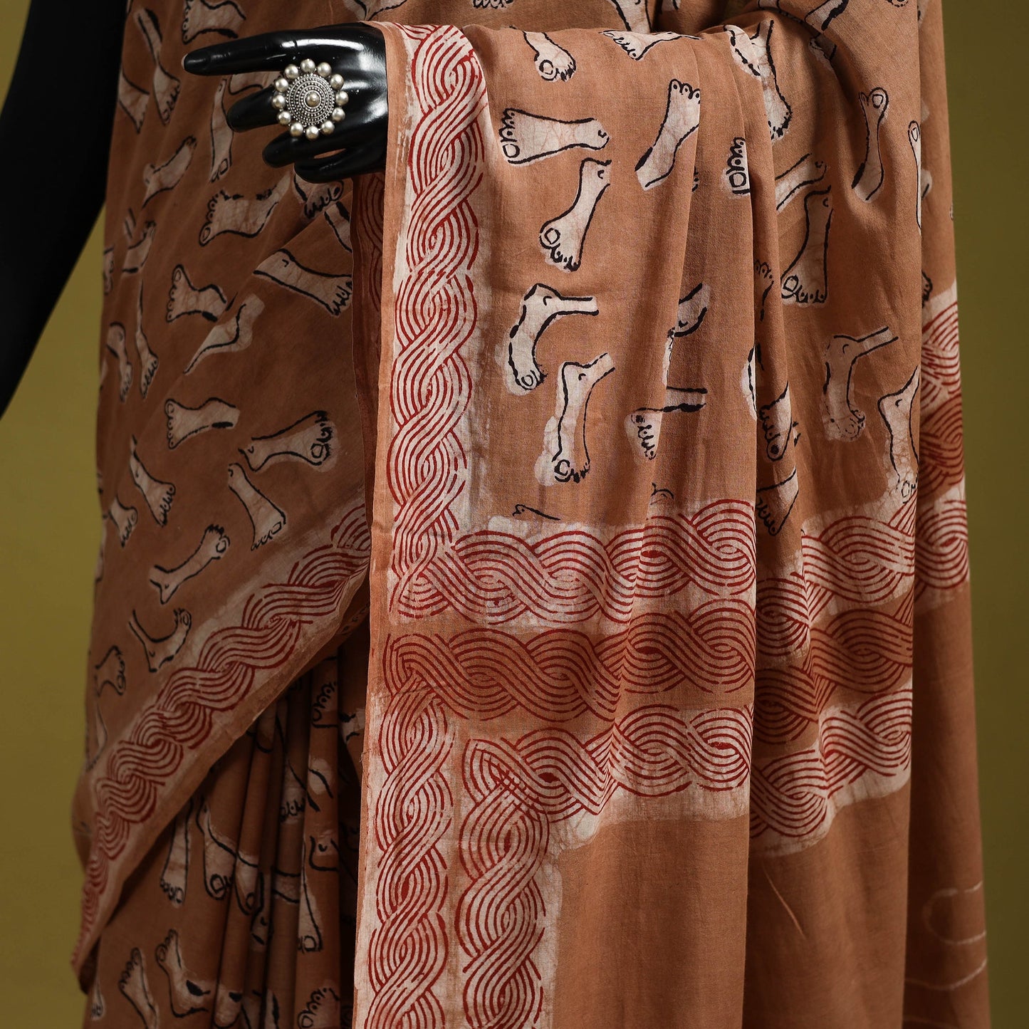 Brown - bindaas art natural dyed cotton saree 07