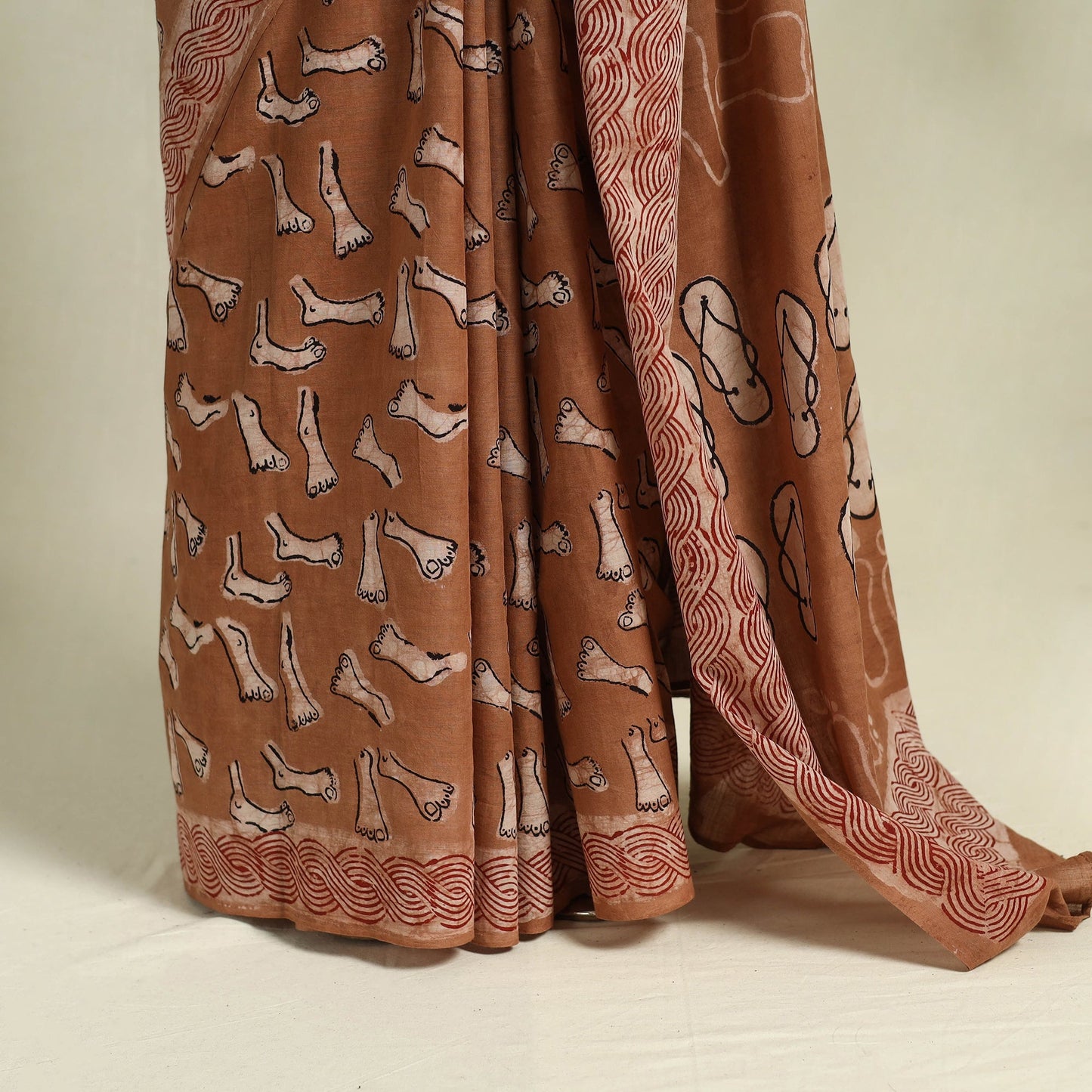 Buy Brown Bindaas Art Natural Dyed Cotton Block Print Saree
