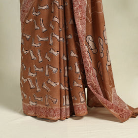 Buy Brown Bindaas Art Natural Dyed Cotton Block Print Saree